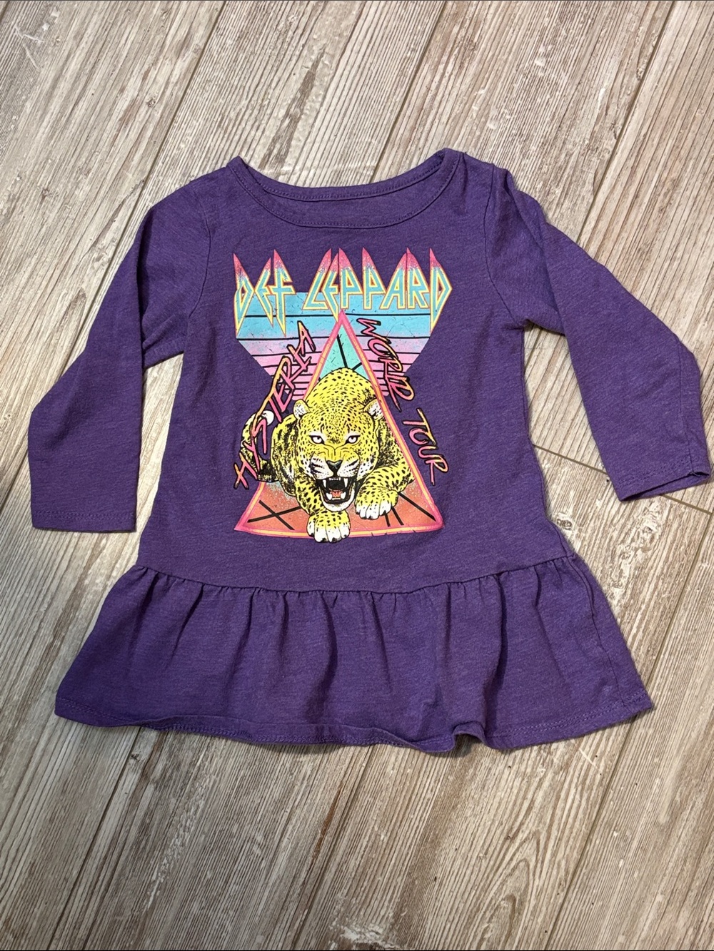 Girls' Purple Long-Sleeve Peplum Graphic Dress